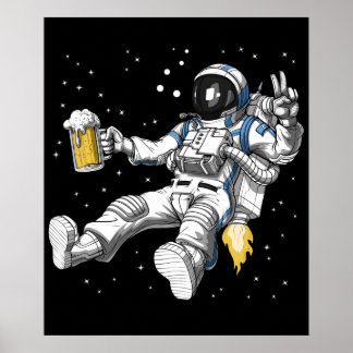 Astronaut Beer Party Poster