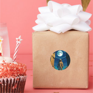 Astronaut Beneath the Celestial Gate Classic Round Sticker