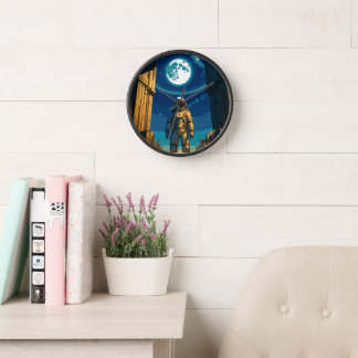 Astronaut Beneath the Celestial Gate Clock