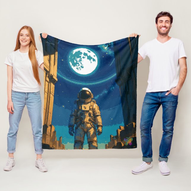 Astronaut Beneath the Celestial Gate Fleece Blanket (In Situ)