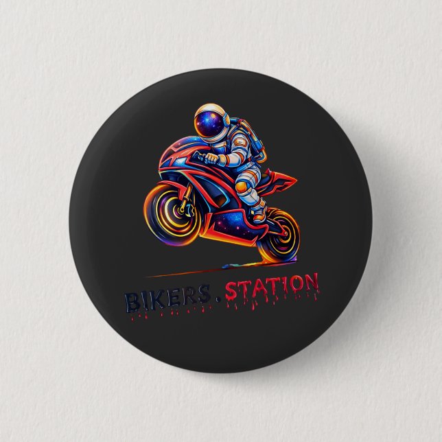 Astronaut Biker  6 Cm Round Badge (Front)