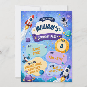Astronaut birhday party invite