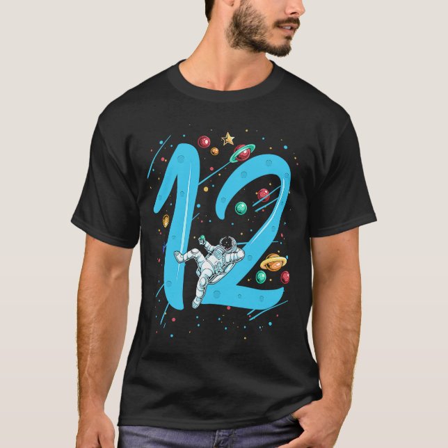 Astronaut Birthday 12th Birthday Space T For Boys T-Shirt (Front)