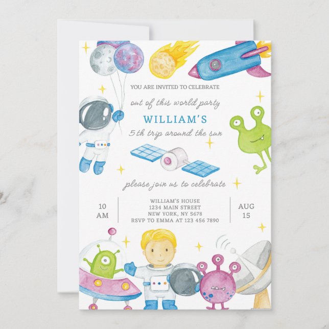 Astronaut Birthday Invitation (Front)
