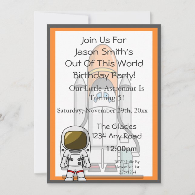 Astronaut Birthday Invitation (Front)