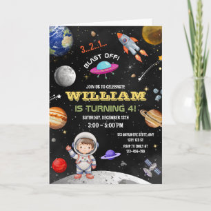 Astronaut Birthday Invitation Outer Space Galaxy