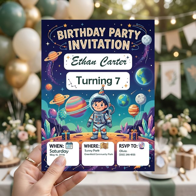 Astronaut Birthday Invitations for Kids (Creator Uploaded)