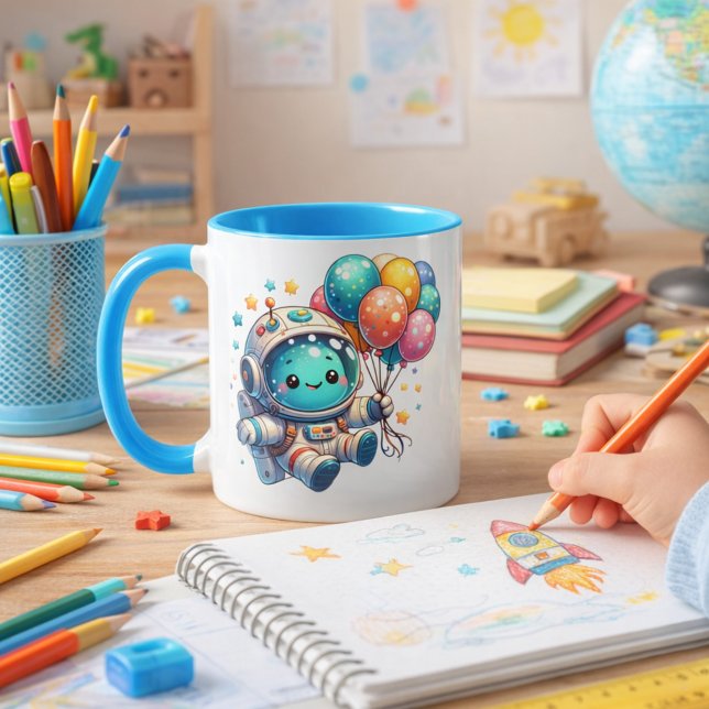 Astronaut Birthday Mug with Balloons (Creator Uploaded)