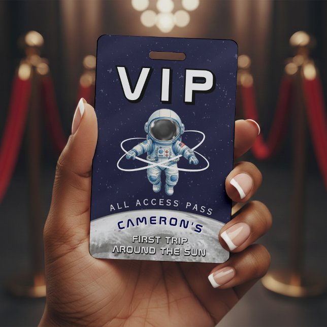 Astronaut Birthday Party 1st Trip Around the Sun ID Badge (Creator Uploaded)