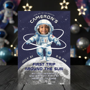 Astronaut Birthday Party 1st Trip Around the Sun Invitation