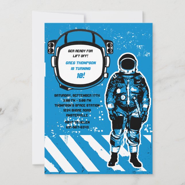 Astronaut Birthday Party Invitation (Front)