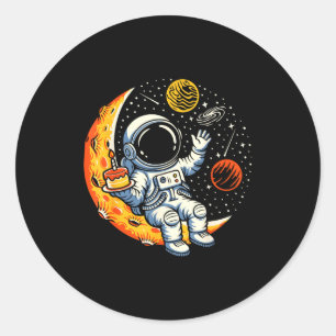 Astronaut Birthday Party On The Moon Bday Cake Spa Classic Round Sticker