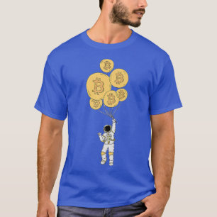 Astronaut Bitcoin Balloon Stock Market Trader Prem T-Shirt