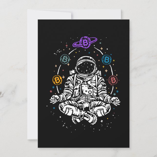 Astronaut Bitcoin Crypto Space BTC Cryptocurrency  Invitation (Front)