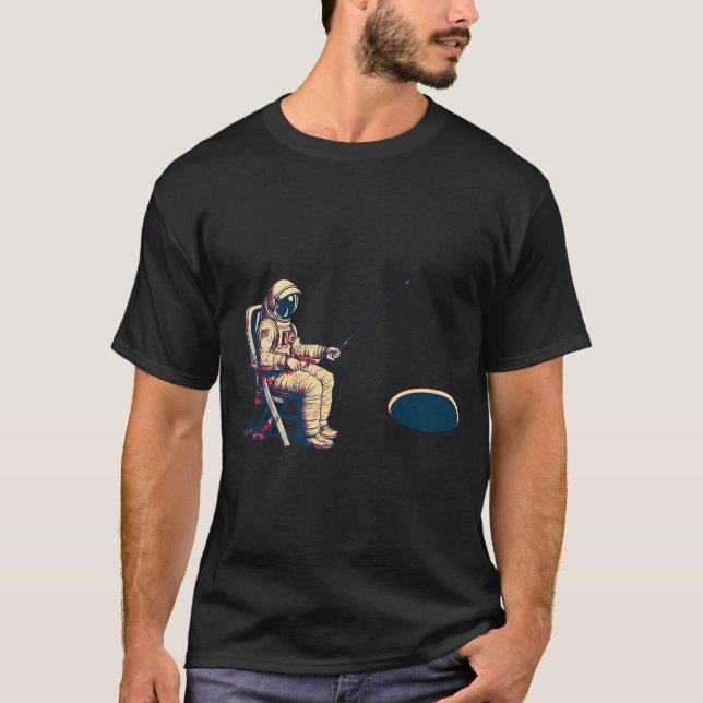 Astronaut Black Hole Fishing T-Shirt (Front)
