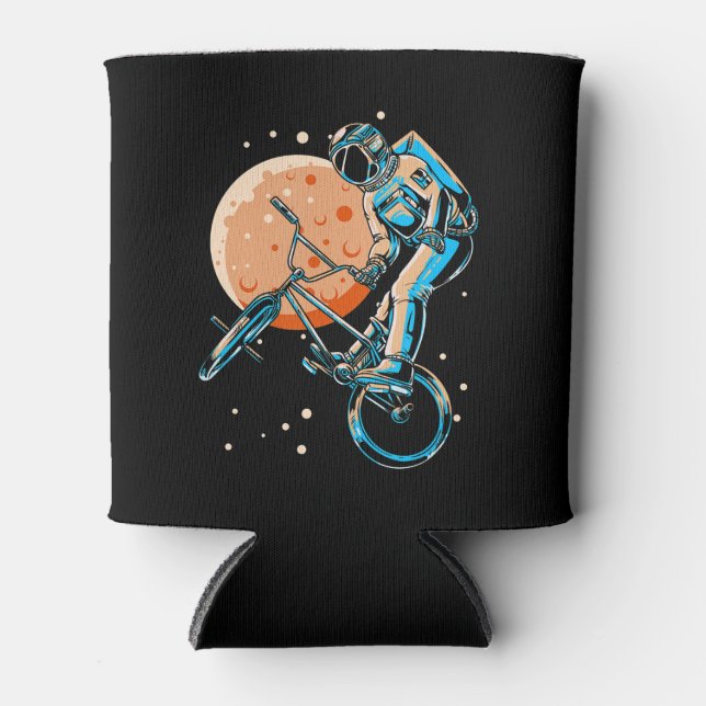 Astronaut BMX Moon Space Biker Can Cooler (Front)