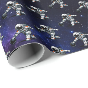 Astronaut Bowling Wrapping Paper