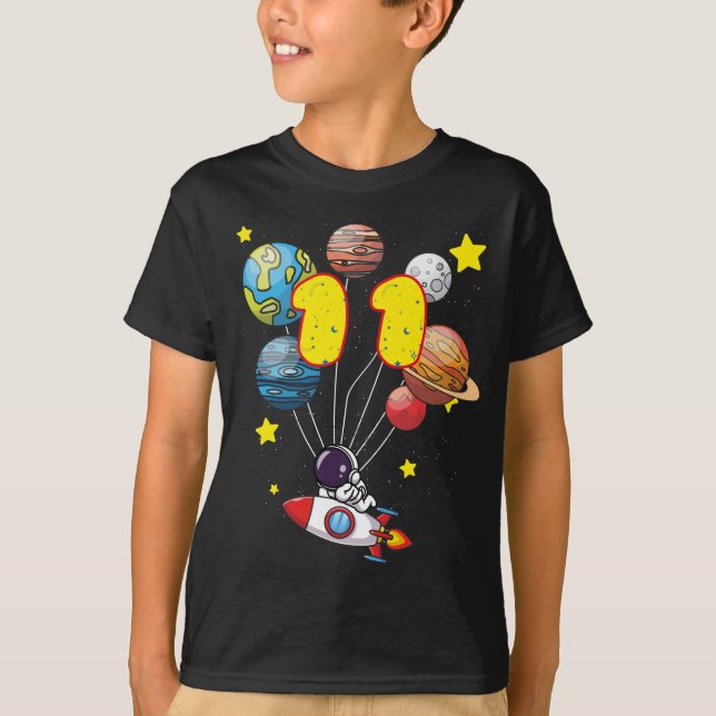 Astronaut Boy 11th Birthday Gift 11 Years Old Kids T-Shirt (Front)