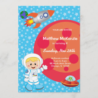 Astronaut boy Birthday theme Invitation