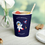 Astronaut Boy Kids Birthday Paper Cup<br><div class="desc">Fun space themed personalised kids birthday party design.</div>