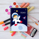 Astronaut Boy Kid's Personalised Spiral Notebook<br><div class="desc">Fun and whimsical space-theme design.</div>