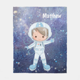 Astronaut boy Outer Space Fleece Blanket