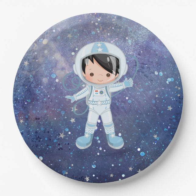 Astronaut boy Outer Space Paper Plate (Front)