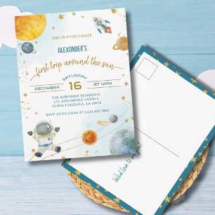 Astronaut Boy Space First 1st Birthday Postcard