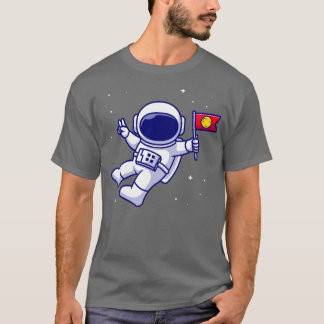 Astronaut Bring Flag In Space Cartoon T-Shirt