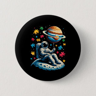 Astronaut Bylloon Autism Awareness Space  6 Cm Round Badge