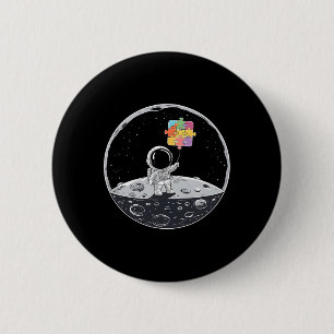 Astronaut Bylloon Autism Awareness Space Autistic  6 Cm Round Badge