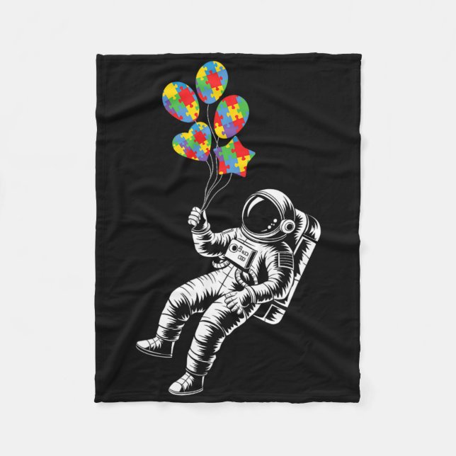 Astronaut Bylloon Autism Awareness Space Autistic  Fleece Blanket (Front)