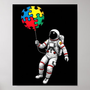 Astronaut Bylloon Autism Awareness Space Autistic Poster