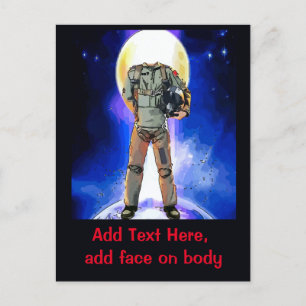 Astronaut Card, edit text & pic, personalise Postcard