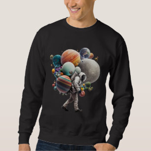 Astronaut carrying Planets and Moons in Space Sweatshirt