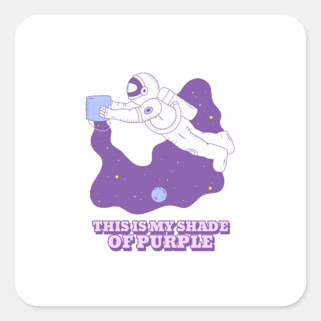 Astronaut Cartoon | Cute Space Poster Decor Square Sticker (Front)