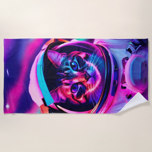 astronaut cat beach towel (Front)