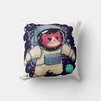 Astronaut Cat colourful Cushion