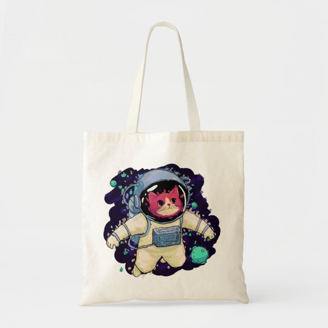 Astronaut Cat colourful Tote Bag (Front)