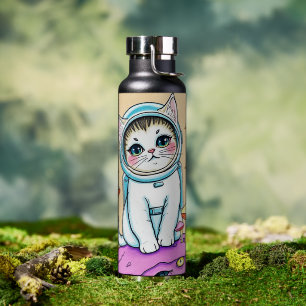 Astronaut Cat Dreams Water Bottle
