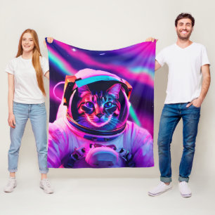 astronaut cat fleece blanket