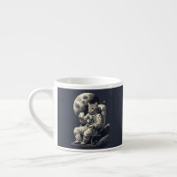 Astronaut Cat Having Cup of Coffee