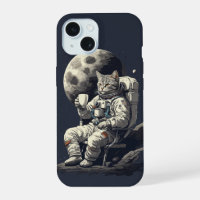 Astronaut Cat Having Cup of Coffee