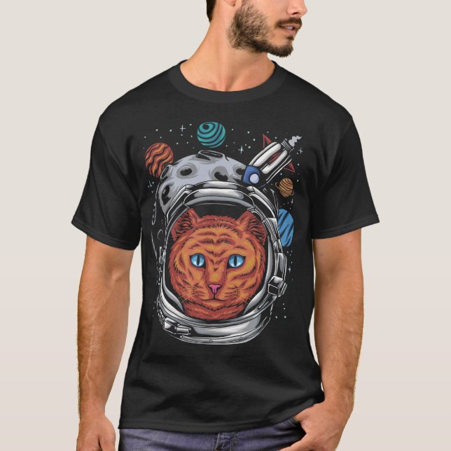 Astronaut Cat Helmet Space Cat T-Shirt (Front)