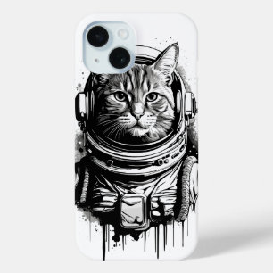 Astronaut Cat Ink Art iPhone 15 Case