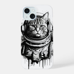 Astronaut Cat Ink Art iPhone 15 Case