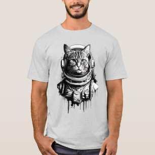 Astronaut Cat Ink Art T-Shirt