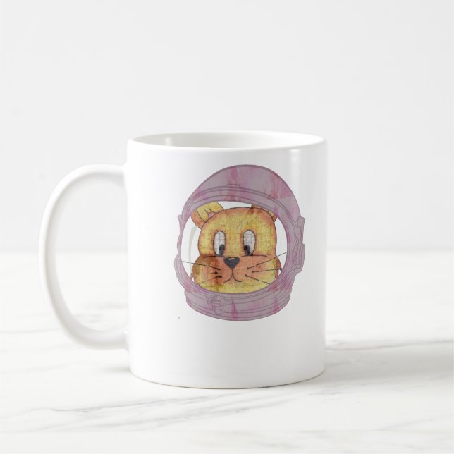 Astronaut Cat Mum Tee, Cosmic Feline Cat Fun Coffee Mug (Left)