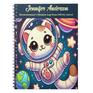 Astronaut Cat Notebook Customisable Name & Title