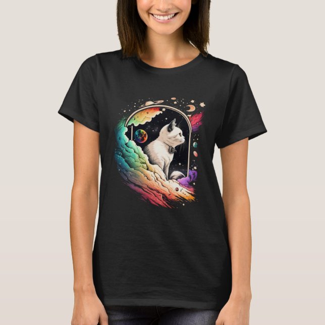 Astronaut Cat or  Space Cat on Galaxy Cat   4 T-Shirt (Front)